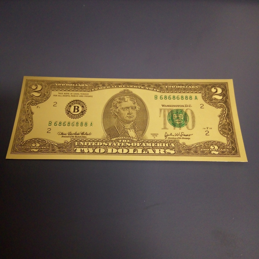 Gold foil $2 Bill